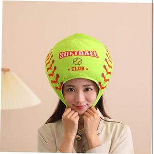 Softball Club Plush Helmet Decorative Cap for Themed events one size